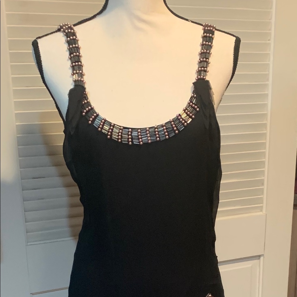 Fun black feather & metal dress